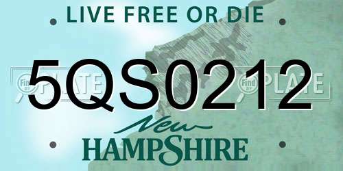 5QS0212 New Hampshire License Plate