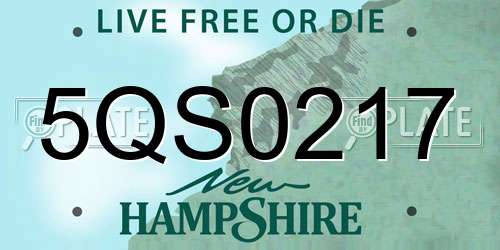 5QS0217 New Hampshire License Plate