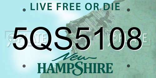 5QS5108 New Hampshire License Plate