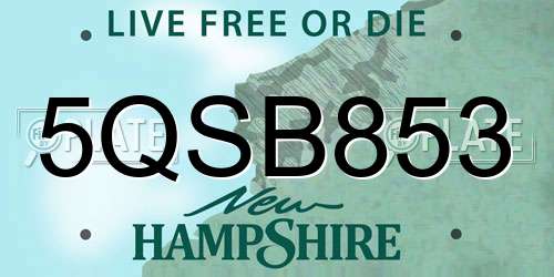 5QSB853 New Hampshire License Plate
