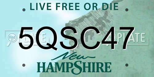 5QSC47 New Hampshire License Plate
