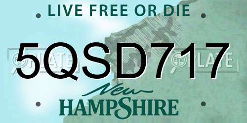5QSD717 New Hampshire License Plate
