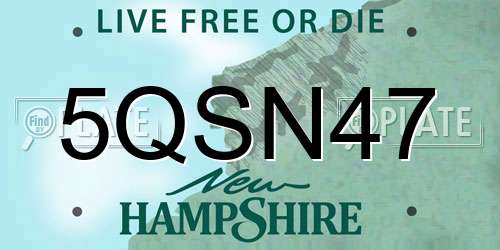 5QSN47 New Hampshire License Plate