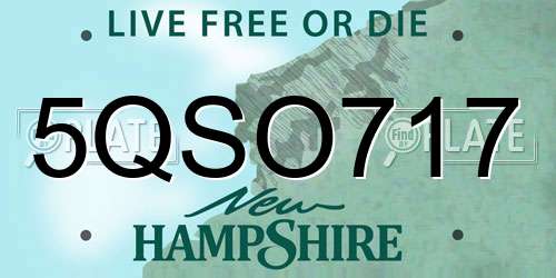 5QSO717 New Hampshire License Plate