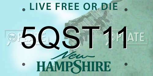 5QST11 New Hampshire License Plate