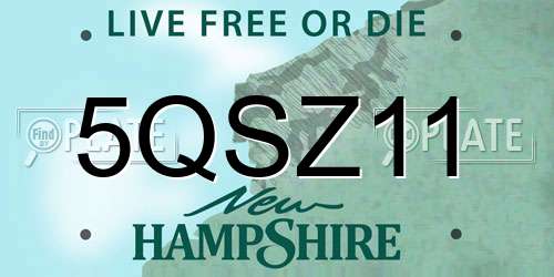 5QSZ11 New Hampshire License Plate