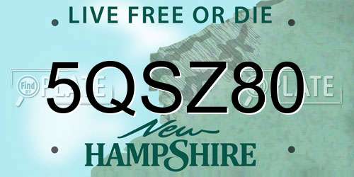 5QSZ80 New Hampshire License Plate