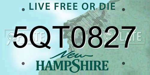 5QT0827 New Hampshire License Plate