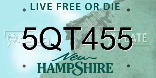 5QT455 New Hampshire License Plate
