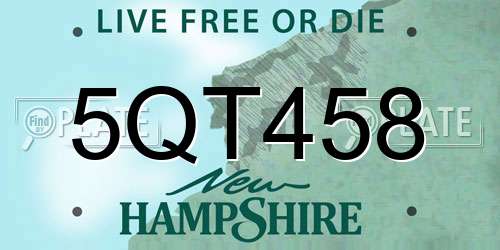 5QT458 New Hampshire License Plate