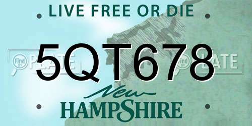 5QT678 New Hampshire License Plate