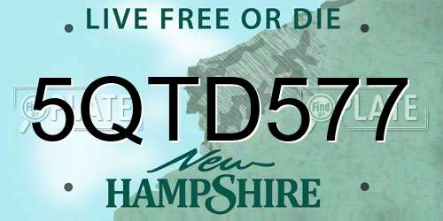5QTD577 New Hampshire License Plate