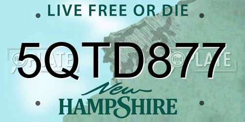 5QTD877 New Hampshire License Plate