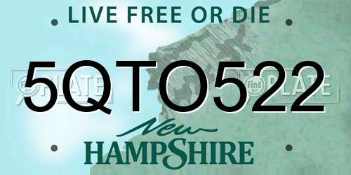 5QTO522 New Hampshire License Plate