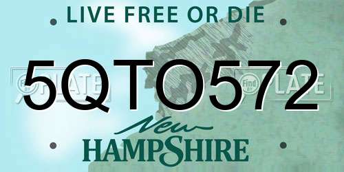 5QTO572 New Hampshire License Plate