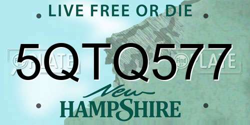 5QTQ577 New Hampshire License Plate