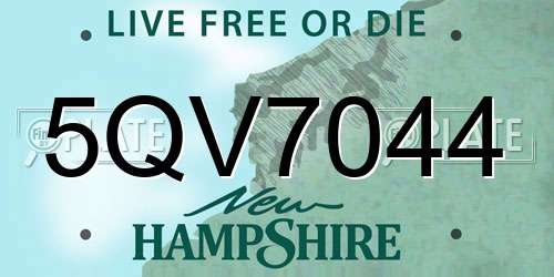 5QV7044 New Hampshire License Plate
