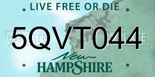5QVT044 New Hampshire License Plate
