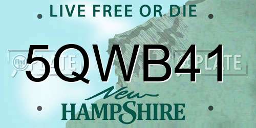 5QWB41 New Hampshire License Plate