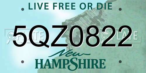 5QZ0822 New Hampshire License Plate