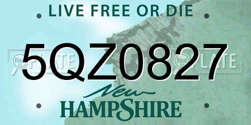 5QZ0827 New Hampshire License Plate