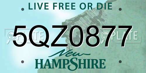 5QZ0877 New Hampshire License Plate