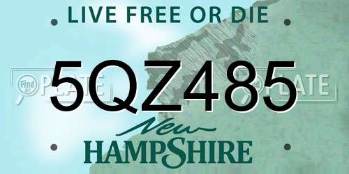 5QZ485 New Hampshire License Plate