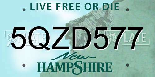 5QZD577 New Hampshire License Plate