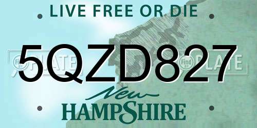 5QZD827 New Hampshire License Plate