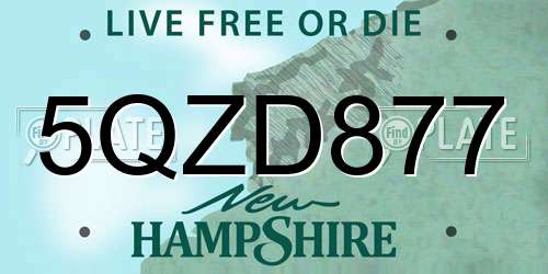 5QZD877 New Hampshire License Plate