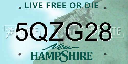 5QZG28 New Hampshire License Plate