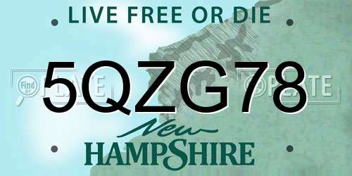 5QZG78 New Hampshire License Plate