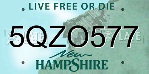 5QZO577 New Hampshire License Plate