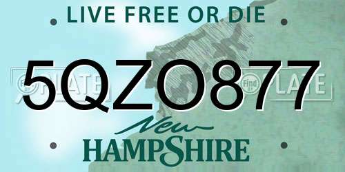5QZO877 New Hampshire License Plate