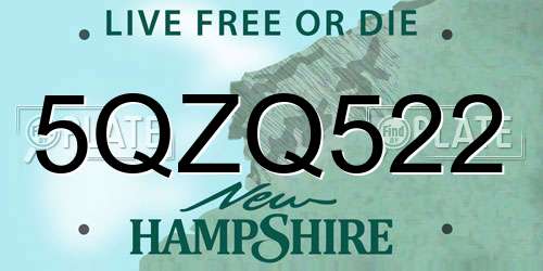 5QZQ522 New Hampshire License Plate