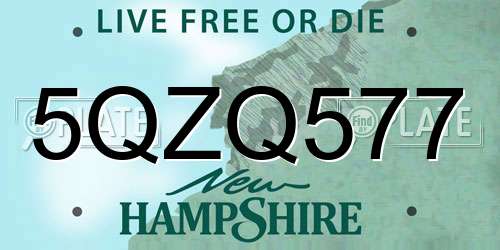 5QZQ577 New Hampshire License Plate