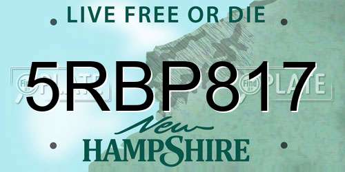 5RBP817 New Hampshire License Plate