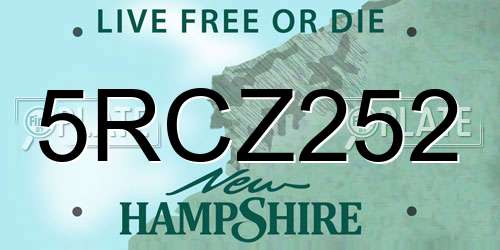 5RCZ252 New Hampshire License Plate