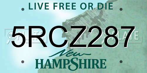 5RCZ287 New Hampshire License Plate