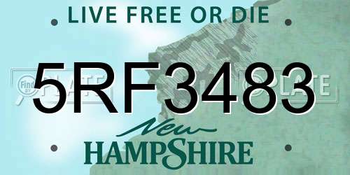 5RF3483 New Hampshire License Plate