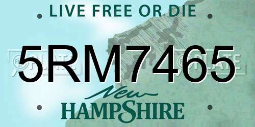 5RM7465 New Hampshire License Plate
