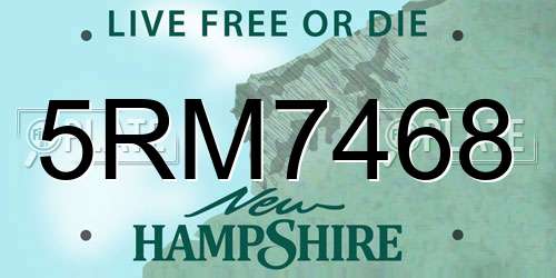 5RM7468 New Hampshire License Plate