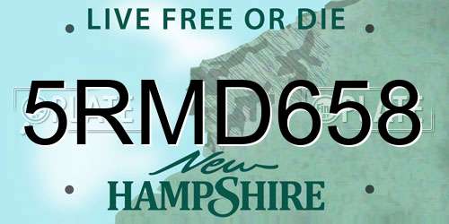 5RMD658 New Hampshire License Plate