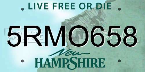 5RMO658 New Hampshire License Plate