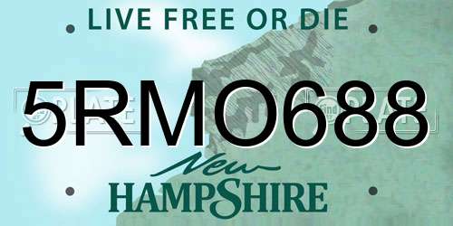 5RMO688 New Hampshire License Plate