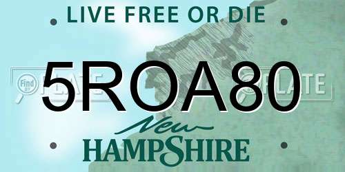 5ROA80 New Hampshire License Plate