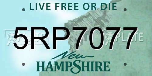 5RP7077 New Hampshire License Plate