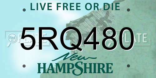 5RQ480 New Hampshire License Plate
