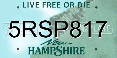 5RSP817 New Hampshire License Plate