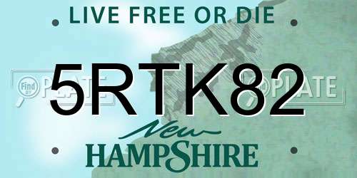 5RTK82 New Hampshire License Plate